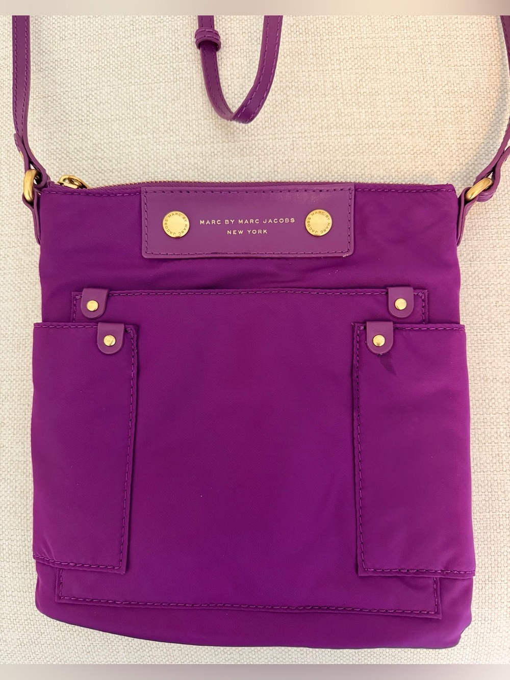 Marc By Marc Jacobs Vibrant Purple Crossbody with Gold-Tone Accents
